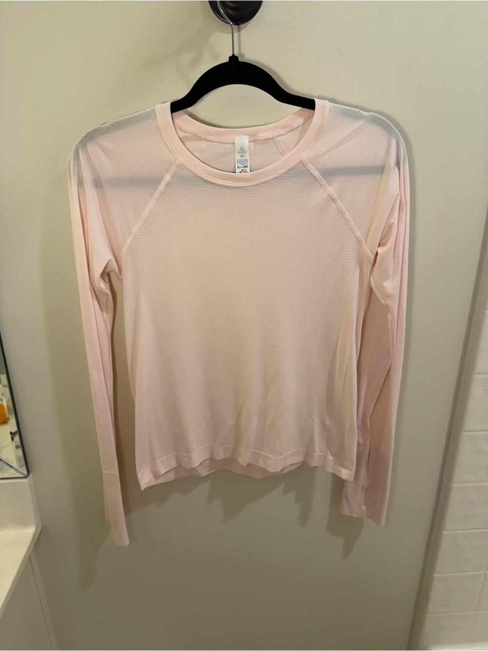 aerie Light Pink Long Sleeve Crew Neck Top